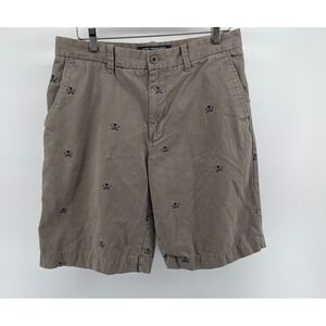 VTG Old Navy Surplus Co Shorts Mens 32 Khaki Skull Swords Embroidered